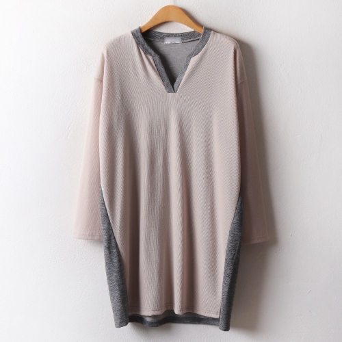 아이우먼 반전배색오픈브이롱티 OLB848M102 빅사이즈 사이즈에서 자유로운 그녀~