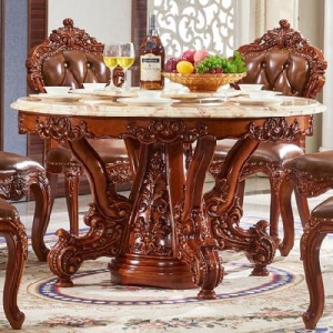 고급식탁 회전형식탁 유럽식 원탁 통나무 식탁 가정용 대리석 1.3m 빌라 식대 1.5m