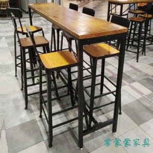 홈바테이블 아일랜드식탁 미국식 원목 등받이 심플 하이발탁자 콤비 가정용 좁다란 테이블 밀