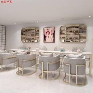 네일샵 테이블 의자 맞춤 제작하다  인스 북유럽 2층 대리석 매쉬 레드 네일아트의자 세트