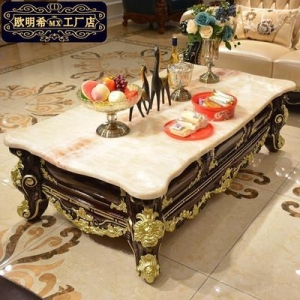 아일랜드식탁 영국엔틱가구 유럽식 대리석 티테이블 1.8m 대형 원목 짙은 금박 입힌 가구