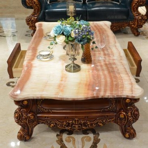 아일랜드식탁 영국엔틱가구 유럽식 티 테이블 천연 대리석면 호화 빌라 1m8 거실 골드 직