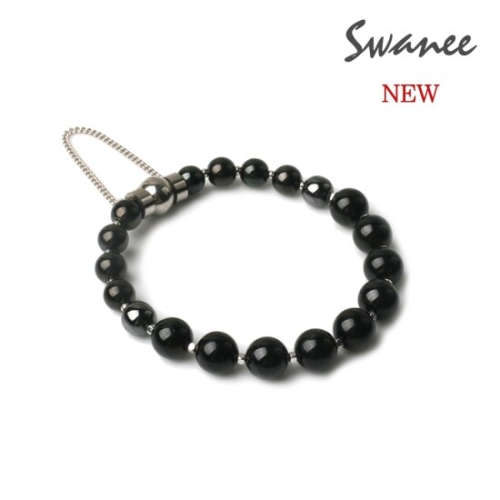 옴므  스와니 블랙토르말린M 남성용 티타늄 건강 팔찌 T000059B