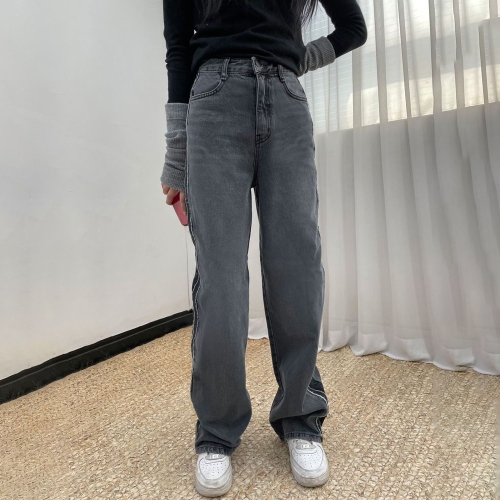 나야홍   빅사이즈 시크무드컷팅데님팬츠 DDOB901