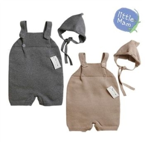 리틀맘 니트 슈트 꼬깔 모자 세트