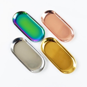 레인보우  P_48B0FB 블링블링 감성 로즈 골드 매탈 트레이  무지개