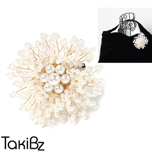 타키비즈  컬리플라워 진주 브로치
