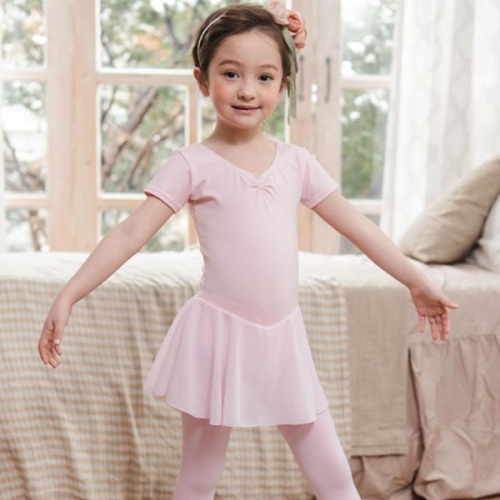 삐까부  반팔 쉬폰 원피스형 발레복여아용 일체형_