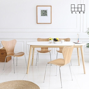 끌레오 폴라 천연 통세라믹 고무나무 원목 4인용 식탁 테이블