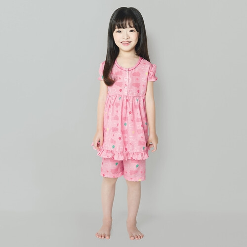 BYC 레이온 여아동 반팔 여름 잠옷 상하 세트  BTR7329 _