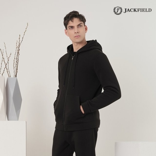 잭필드 남성 멜리플 집업 트레이닝 후드 블랙