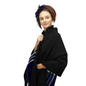 소브라노 트렌드 양면 배색체크 주머니 숄