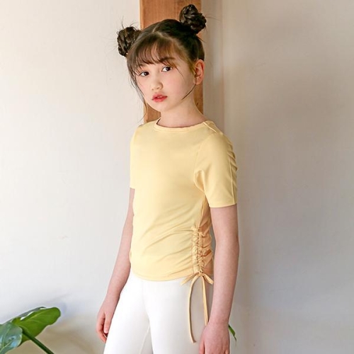 요가피기  YP40221셔링 디테일 숏 슬리브개나리_