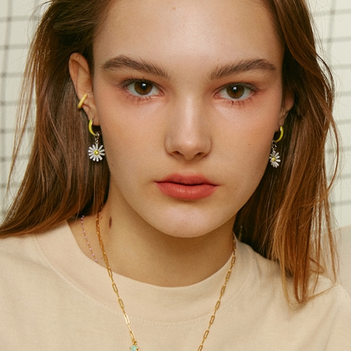 빈티지헐리우드  Color Hoop Charm Drop Earring_3Color