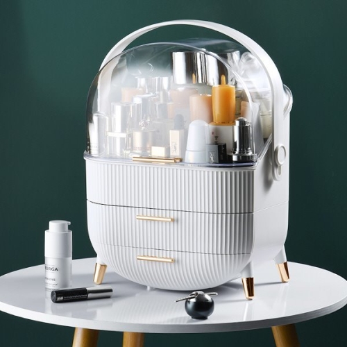 화장품 먼치차단 투 커버 핸들 2단서랍 정리함