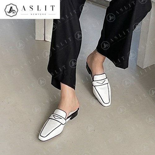 애슬릿 여성 스퀘어 투톤 페니 실내 뮬 블로퍼  6867205