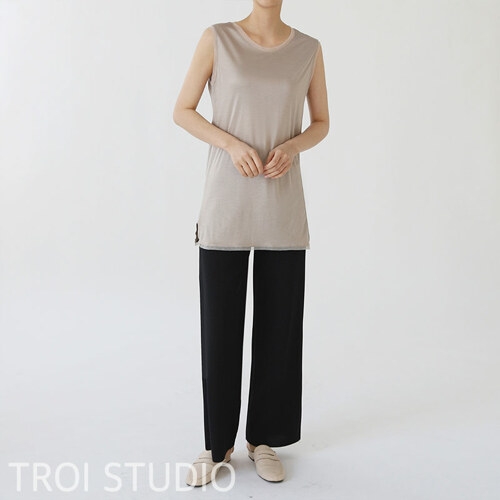옷자락 여자 레이어드용 롱 라운드넥 민소매 나시_WT6095