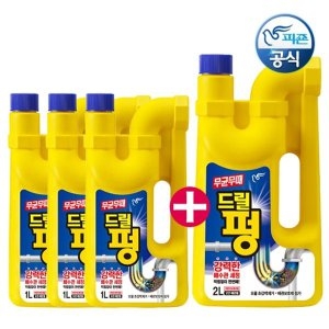 피죤  뚫어강력세정 드릴펑 1000mlx4 세정제,세면대,변기막힘,머리카락