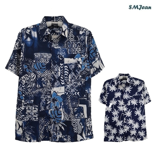 에스엠진 SMJ681 매쉬 반팔 쿨 남방 반팔 카라셔츠 매쉬 중년 하와이안 셔츠