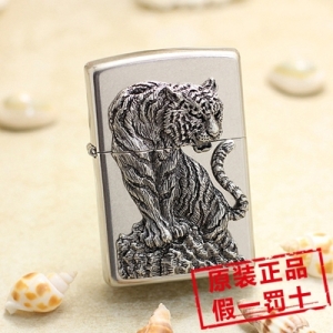 지포 라이터 특이한 ZIPPO 고급 선물용 복고풍 빈티지 지보 방풍 한일판 ZBT-1-87B 실버 타이거 탐색자 표범