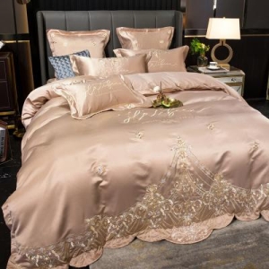 비단 이 황실 신혼 실크 혼수 부모님 자수 럭셔리 침구 유럽풍 순면 4종 세트 커버 풀면