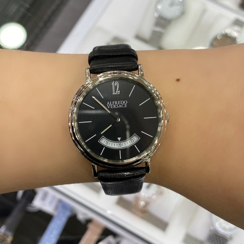 베르사체 알프레도 여성용 가죽시계 V-815SL Black