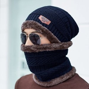 겨울 방한 패션 레이크 넥워머 비니 모자 세트 네이비 3841456