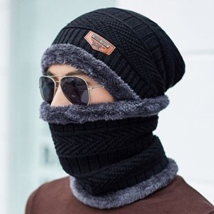 겨울 방한 패션 레이크 넥워머 비니 모자 세트 블랙 3841455