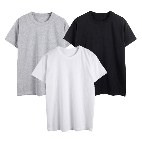 베이직플러스 남여공용 무지 라운드 반팔 면 티셔츠 dm 1822