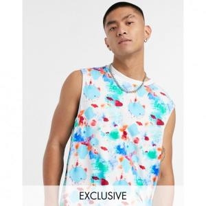  MADE IN KENYA oversized tank in splotch print 315485 남자 져지 나시 민소매 티셔..