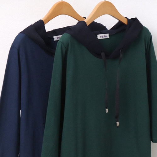 나야홍 빅사이즈 여성 여름 배배색스트링후디셔츠 H207148