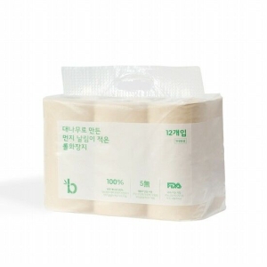 JAJU 대나무로 만든 먼지 날림이 적은 롤화장지 30m (12롤)
