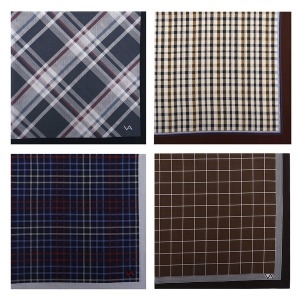 VAMS01 국산 남성 고급 선물 면 손수건 체크 패턴 1매