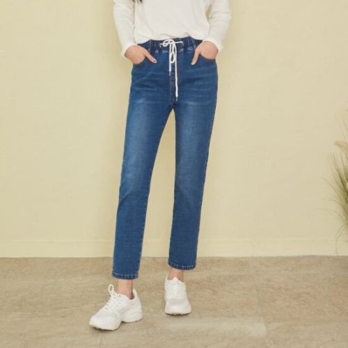 진마니아 허리밴딩 코지 블루 스판 배기진 WBC-229