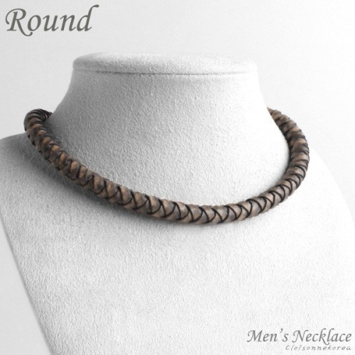 클루 아조네코리아 가죽 목걸이 남성용 프리에디션 Round 2822LNM