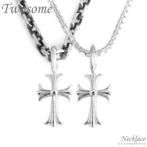 제이에스티나  커플 은목걸이 십자가 팬던트 twosome 3845N