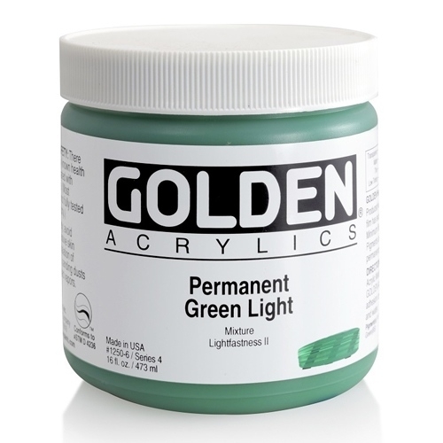 골든  H.B 아크릴릭 물감 473ML S4 Permanent Green Light