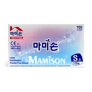 마미손 라텍스 천연 고무장갑 100매 요리 미용 주방 S