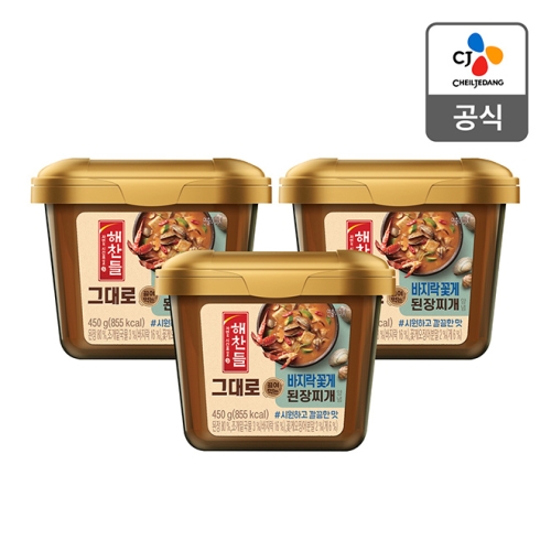해찬들 그대로 끓여먹는 바지락 꽃게 된장찌개 양념 450g
