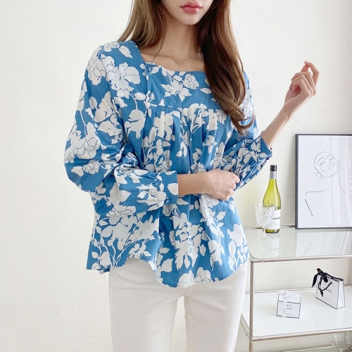 코지23 여자 봄 여름 플라워 여친룩 편한 기본 패턴 블라우스  7026156   7026156