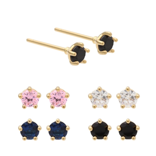 미니아트  14K 골드필드 데일리 심플 큐빅 핀 귀걸이 3mm