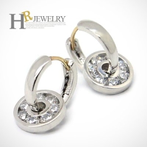 호림쥬얼리  14K HR 14K 화이트 오픈 큐빅링 원터치 귀걸이  HGE296-2