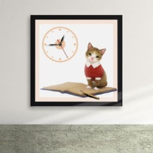 꾸밈  ix080-귀여운 고양이02 액자시계