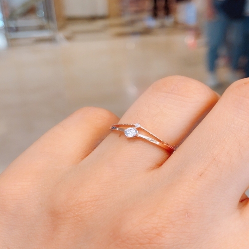 미니골드  14K 탄생석 투포인트 미스링 RCOM4100