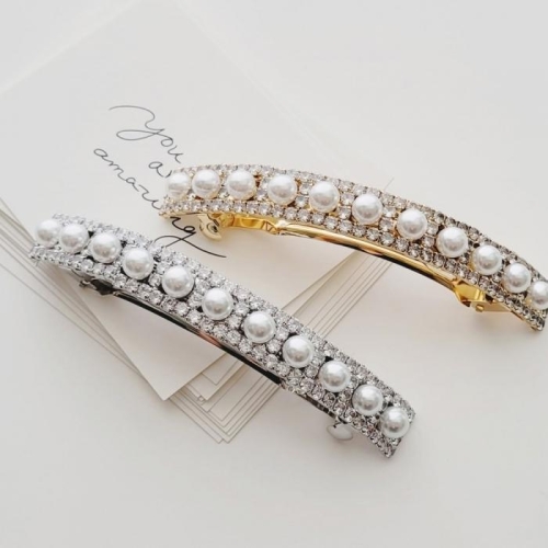 리본크림 핫세 라운드 진주큐빅장식 헤어핀 머리핀 7163350