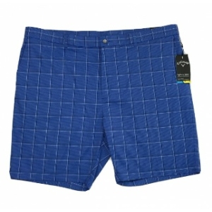  Men s Callaway Golf Shorts 50B w Active Waistband Blue Plaid NEW Opt..