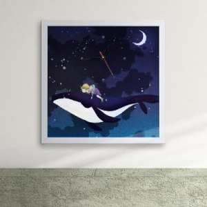 꾸밈  나무상자닷컴 iw015-소녀와 고래의 꿈 액자벽시계_디