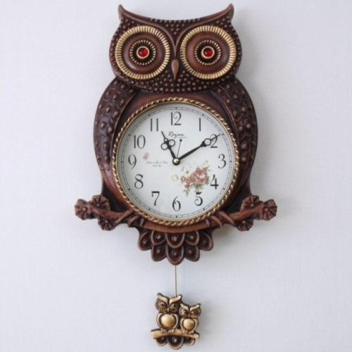 다커  NH  부엉이 가족 추저소음 벽시계 브라운 시계 추카추카넷