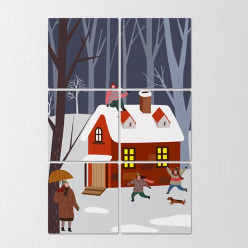 꾸밈 멀티액자_겨울오두막