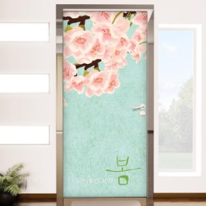 꾸밈  cb382-봄을알리는벚꽃_현관문시트지